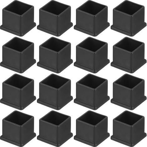 CCYKXA 16 quadratische PVC-Stuhlbeinkappen, 30 mm x 30 mm Außendurchmesser, Schwarz, zum Schutz von Tisch- und Möbelbeinen, Stuhlbeinabdeckungen und Bodenschonern (1/4)