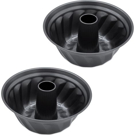 Gugelhupfform rund Ø 26 cm dunkelgrau PFOA-frei - 2er Set - Napfkuchen Backform mit Antihaft-Beschichtung
