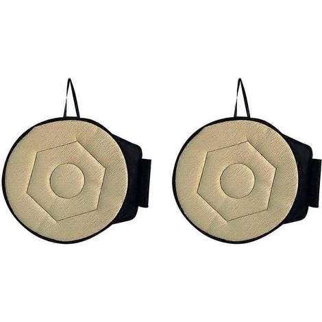 Lot de 2 coussins de siège pivotants à 360° pour voiture, coussin de siège beige de 40 cm (15,7 pouces) (1/5)