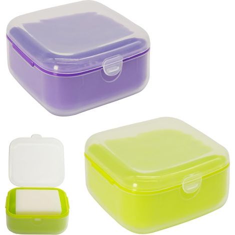 Set of 2 Small Travel Soap Dishes with Lids, Portable Soap Containers for the Bathroom (Green, Purple) (1/5)