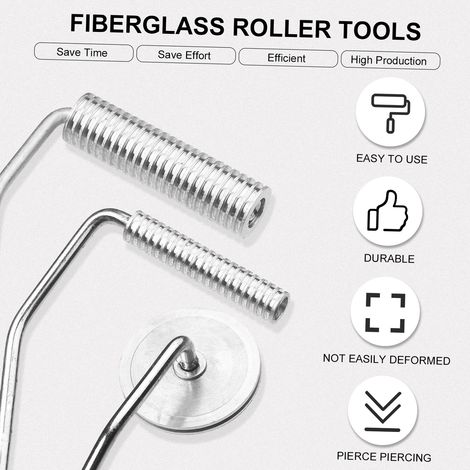 Kit de herramientas de rodillo de fibra de vidrio de 3 piezas: rodillo de burbujas para laminado y pintura, ideal para moldes de resina de fibra de vidrio para bañeras, duchas y otras preparaciones de (1/4)