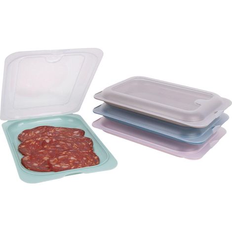 Pack de 4 portaembutidos apilables en colores variados 25 x 17 x 3 cm (1/5)