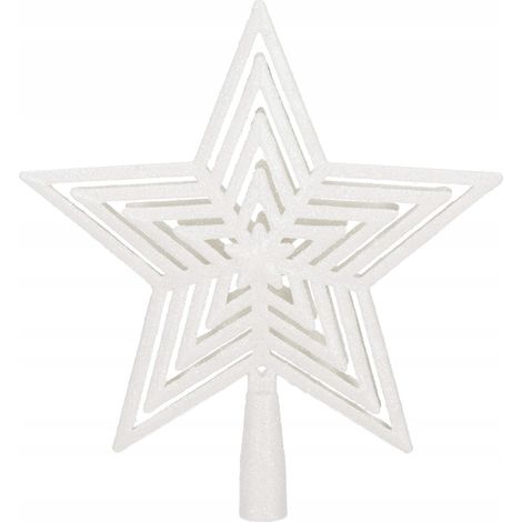 STELLA PUNTA PER ALBERO DI NATALE STELLA INDESTRUTTIBILE BIANCA DECORAZIONE NATALIZIA 23cm