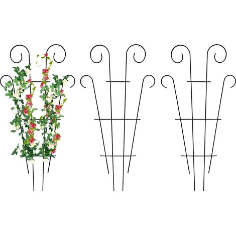 Support pour plantes grimpantes, treillis pour balcon, jardin, terrasse, support stable pour plantes de jardin, grille de pivoines, hortensias, tomates, roses (3, noir) (1/5)