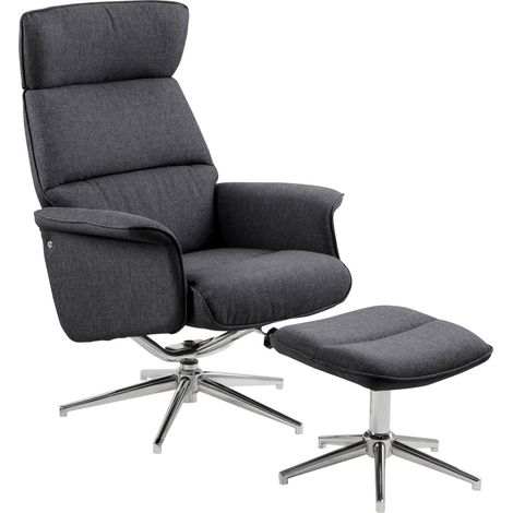Alura Sessel Relaxsessel mit Hocker dunkelgrau, chrom. (1/5)