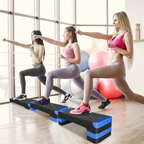 Verstellbare Aerobic-Stepper 68,5 x 27,94 cm, 3 Höhen, blau OKMYHOME (1/5)