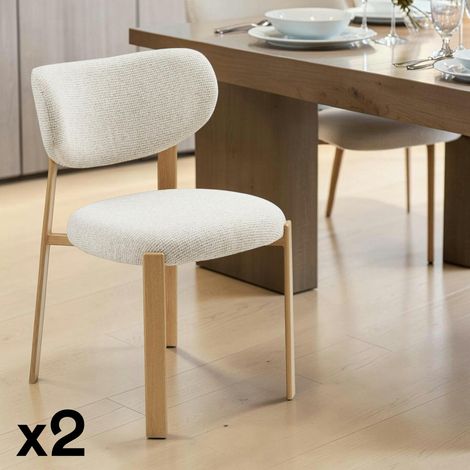 Chaise bois et tissu sable (lot de 2) AMSTERDAM (1/5)