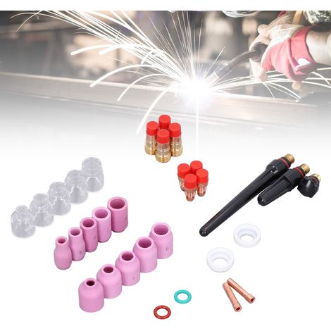 Kit de 68 accessoires pour mandrin à lentille à gaz TIG et verrerie Pyrex pour WP-17/18/26 (1/5)