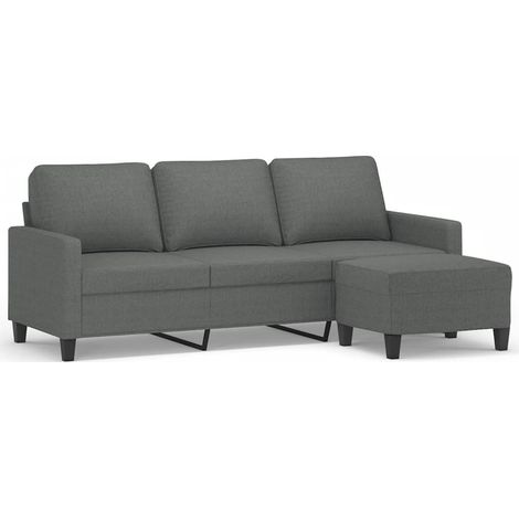 Canapé  Sofa à 3 places avec repose-pieds Gris foncé 180 cm Tissu