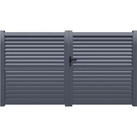 Portail ALU Arles persienné largeur 3m00 ou 3m50 - Ht 1m70 - Gris (1/5)