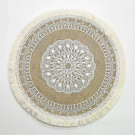 Sets de table ronds antidérapants en jute pour la décoration de table, accessoires de cuisine, dessous de verre, pour dîner entre amis (1/2)