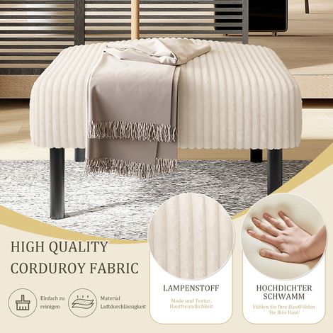 Tabouret haut de gamme en tissu côtelé cadre métallique. Velours ultra-doux multi-usage,assemblage sans outils. (1/5)