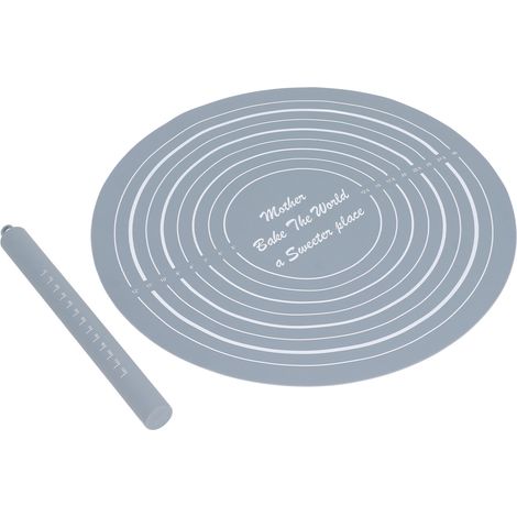 Ensemble de rouleaux à pâtisserie avec mesures, rouleau à pâtisserie en silicone antiadhésif, tapis de cuisson pour la cuisine, la pâtisserie et les pâtisseries (gris) (1/5)