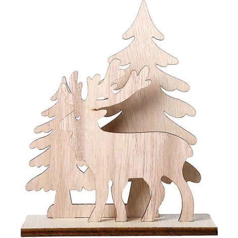 Décoration artisanale en bois : cerf ornemental pour Noël (à faire soi-même)-M (1/2)