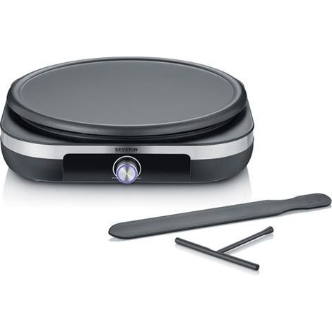 Plancha de 1500 W — 38 cm — Termostato ajustable — Luz de dos colores — Placa removible antiadherente — Espátula + Repartidor (1/5)
