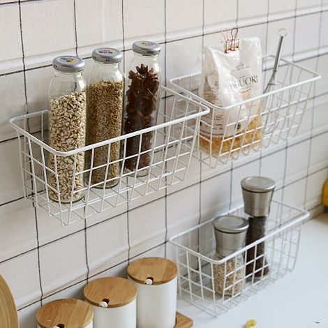 Etagère et rangement de douche, Lot de 3 Étagère de Rangement Douche Panier de Rangement Métal blanc, Panier Salle de Bain sans Perçage, Support de Douche avec Porte Savon Douche