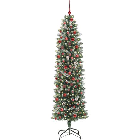 Arbre de Noël,Sapin de Noël artificiel slim avec 300 LED Vert et blanc 210 cm CFW34160 (1/5)