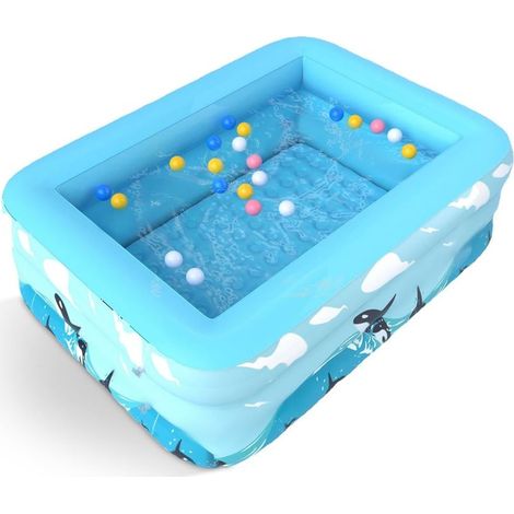 Piscine gonflable carrée 110 x 83 cm, pataugeoire pour enfants, idéale pour l'intérieur et l'extérieur, jouets de jardin d'été pour toute la famille (1/5)