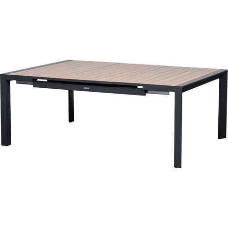 Tavolo da giardino quadrato allungabile évasion con effetto legno miele e argilla, 10 posti a sedere in alluminio verniciato - Hespéride