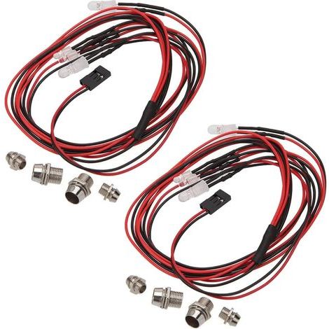 2Pack 4LED RC Car LED Light Phares Feu arrière Éclairage, RC Accessoire 2 Blanc 5mm 2 Rouge 3mm, pour 1/8 1/10 Télécommande RC Car Truck Crawler (1/5)