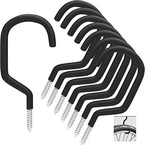 Crochet de vélo 8 pièces, support de vélo adapté à une utilisation polyvalente, à visser, pour abri, garage, jardin, revêtement plastique pour support mural/plafond (1/5)