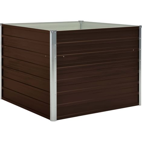 Jardinière,Bac à fleurs,Pot de fleurs surélevée Marron 100x100x77 cm Acier galvanisé CFW55164 (1/5)