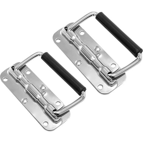 Asa plegable para caja con resorte, asa para caja de aviación, 110 mm/4,33", color plata, dos piezas (1/4)