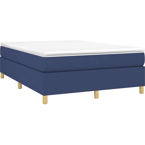 Box Spring Bed Frame Blue 140x200 cm Fabric vidaXL (1/5)