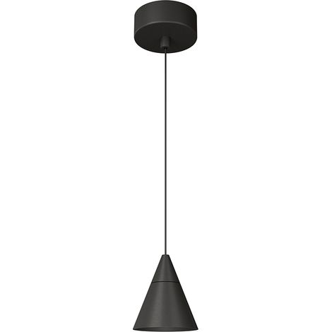 Lampada a Sospensione Zoe Surface Beneito & Faure 7W 38° 2700K Nero Opaco - Design Conico LED CRI90 UGR19 per Illuminazione Interni
