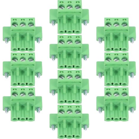 Kit Assortiment de 10 Cosses Électriques Bornier à Vis pour Circuit Imprimé eur à Broches Vert en Plastique pour Applications Domestiques et Bureaux (1/5)