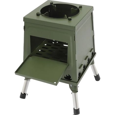 Poêle à bois, design portable, cuisson multi-usage, vert (1/2)