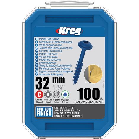 Taschenlochschraube 32 Blue-Kote™ Maxi-Loc, Außengewinde, 100 - KREG - SML-C125B-100-INT