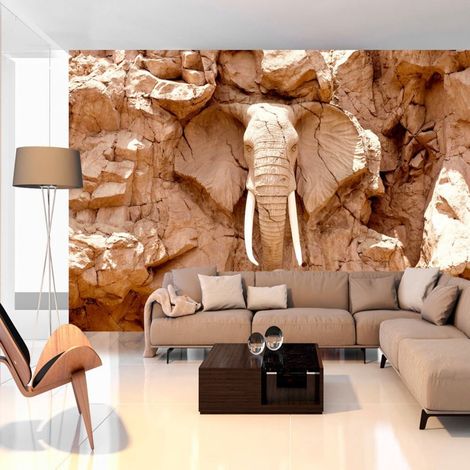 Papier peint éléphant de pierre afrique du sud - 150 x 105 cm (1/4)