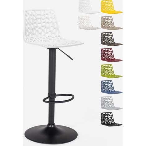 Grand Soleil – Tabouret de bar réglable noir mat – Siège pivotant 360° – Hauteur d'assise 57,5-79 cm – Base acier solide 45 cm diamètre (1/5)
