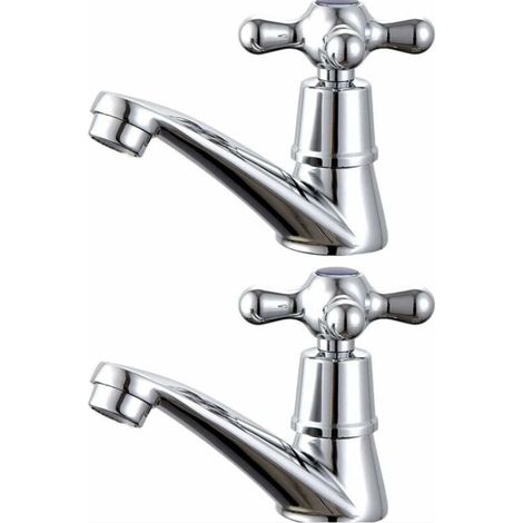 1 paire de robinets de lavabo chaud et froid pour lavabo de salle de bain (température non réglable) (1/4)