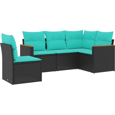 Maison Exclusive - Set Divani da Giardino 5 pz con Cuscini Nero in Polyrattan