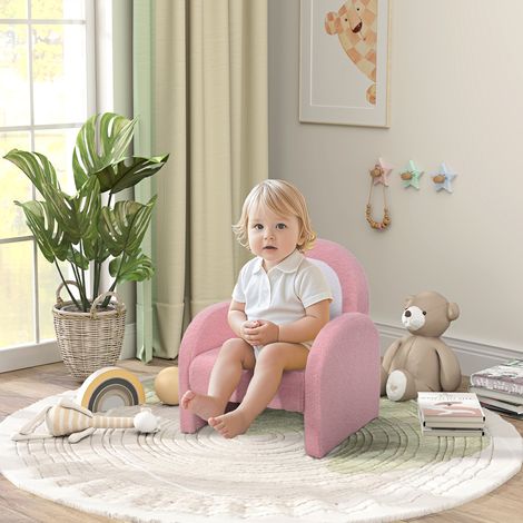 Canapé 45x41x52 cm rose pour enfants avec dossier arc-en-ciel Mini en peau de mouton doux pour (1/4)