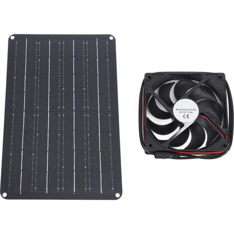 Kit de ventilateur solaire 15 W 12 V avec câble de 1,5 m (4,9 pi) pour fenêtre, idéal pour petites serres, poulaillers, abris de jardin et niches pour animaux (2 ventilateurs inclus).