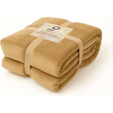 Plaid Sherpa Flanelle 480GSM 150X200 Beige DECO ARTS (1/5)