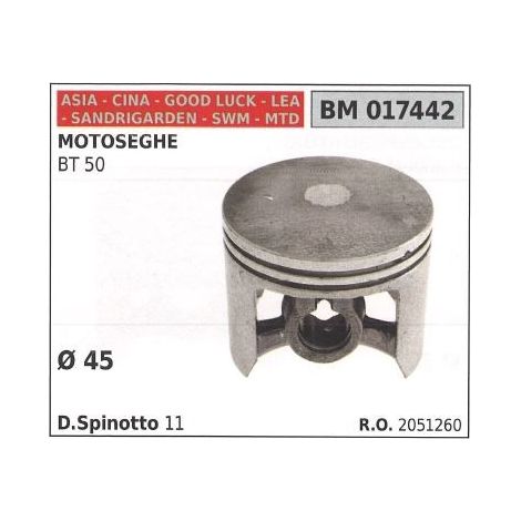 Pistone per motosega BT 50 Ø 45 mm ASIA 017442