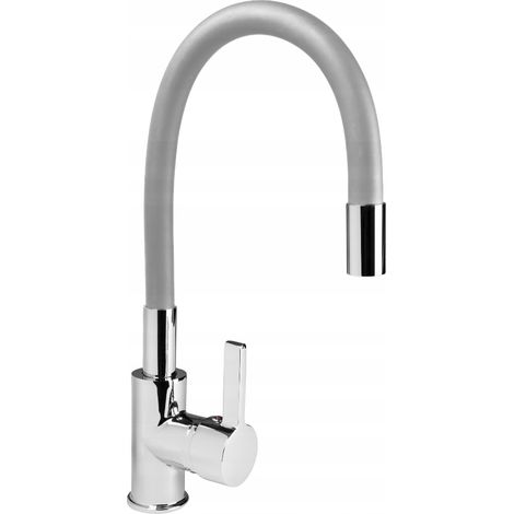 ROBINETTERIE DE CUISINE POUR ÉVIER BEC FLEXIBLE MOBILE ECO GRIS (1/4)