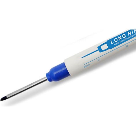 Marqueur à pointe longue 30mm, étanche multifonction pour marquage en profondeur sur bois - Bleu
