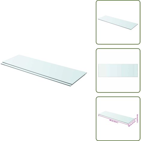 Panneaux d'étagère 2 pcs Verre Transparent 90 x 30 cm - Etagere Murale - Étagère Transparente - Étagère Verre Trempé - Décoration Murale - Rangement Mural (1/5)