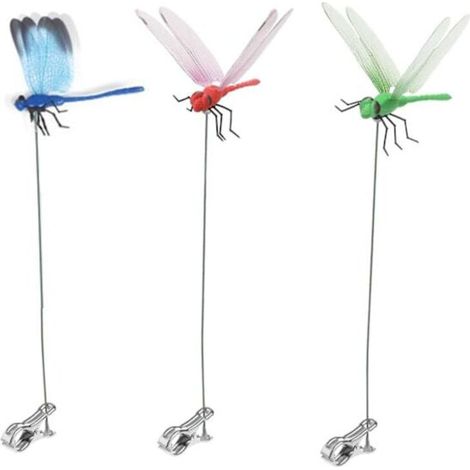 Pince à libellule artificielle pour pelouse et jardin, pince décorative libellule artificielle, dispositif anti-mouches d'extérieur