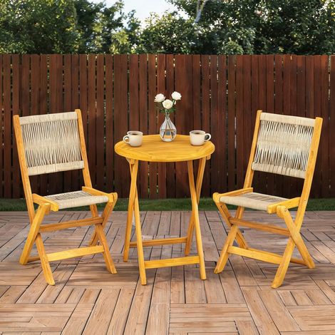 Table de jardin en bois d'acacia plastique 55,5 x 48 x 88 cm (1/5)