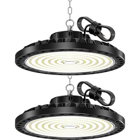 Projecteur LED UFO Industrielle 200W, 2PCS 20000LM UFO High Bay Light 6500K Blanc Froid Projecteur LED Intérieur, IP65 Étanche Atelier Éclairage pour Garage D'entrepôt Usine Parkings Gymnase (1/5)
