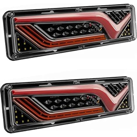 2 pièces 12V-24V LED camion feu arrière feux arrière clignotant frein marche arrière Signal lampe remorque camion Bus camping-car caravane RV tracteur (1/4)