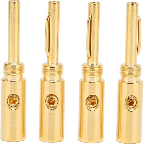 4 pièces Connecteurs Banane Dorés à Vis Ouverte pour Amplificateur et Enceintes, Compatibles avec Câbles de 4mm de Diamètre (1/5)
