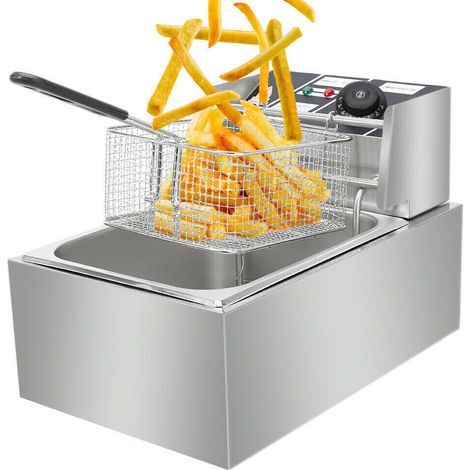 Neche – Friteuse électrique professionnelle 6L 2500W 220V – Température 60-200°C – Acier inoxydable – Design compact 45 x 28 x 30cm (1/5)
