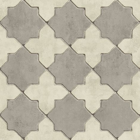 Grafik Tapete Profhome 374215 Vliestapete leicht strukturiert mit geometrischen Formen matt grau creme 5,33 m2